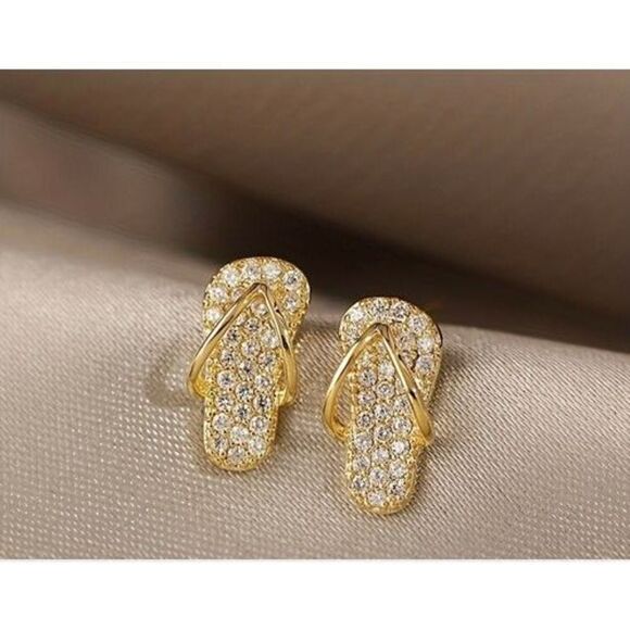 Luxury Zircon Gold plated Stud Earrings - Picture 2 of 8